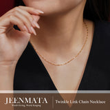 JeenMata 16-18 Inches Twinkle Link Chain Necklace in Yellow Gold Plating - Fashion Necklace for Everyday Wear