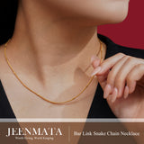 JeenMata 16-18 Inches Bar Link Snake Chain Necklace in Yellow Gold Plating - Fashion Necklace for Everyday Wear