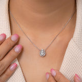 1 Carat Pear Cut Vintage Filigree Necklace - Moissanite Pendant in 18K White Gold Plating for Women