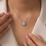 1.25 Carat Classic Oval Filigree Moissanite Pendant Necklace - in 18K White Gold Plating for Women