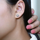 Lab Diamond 1 Carat Round Cut Halo Stud Earrings