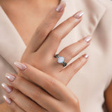 Inifnity 3.5 Ct Oval Cut Lab Created Opal Milgrain Engagement Ring