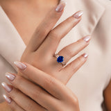 Butterfly 3.5 Ct Oval Cut Blue Sapphire Milgrain Engagement Ring