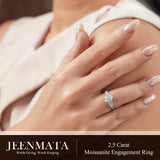 JeenMata 2.5 Carat Oval Cut Moissanite - Multi-Stone Engagement Ring in 18K White Gold Plating for Women