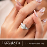 JeenMata 2.5 Carat Pear Cut Moissanite - Multi-Stone Engagement Ring in 18K White Gold Plating for Women