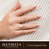 JeenMata 2.50 Carat Marquise Cut Moissanite Engagement Ring for Her, Solitaire Marquise Ring with Round & Marquise Side Stones in 18K White Gold Plating for Women
