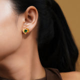 Vintage Green Heart Stud Earrings – Romantic Statement Jewelry