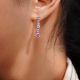 Pink Drop Dangle Earrings – Elegant Linear Statement Jewelry