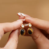 Classic Oval Stone Stud Earrings – Elegant Minimalist Jewelry