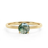 Solitaire 1.5 Carat Round Cut Moss Agate Engagement Ring