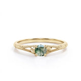 Filigree Solitaire 0.5 ct Round Moss Agate Engagement Ring