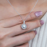 1 Carat Lab Diamond Milgrain Halo Pendant Necklace