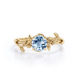 1 ct Round Aquamarine Vine Engagement Ring