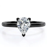 Classic 1 Carat Pear Cut Moissanite Solitaire Engagement Ring