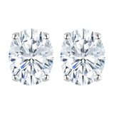 Certified 4 Prong 4 Carat Oval Cut Moissanite Solitaire Stud Earrings In 18K Rose Gold Plating Over Silver