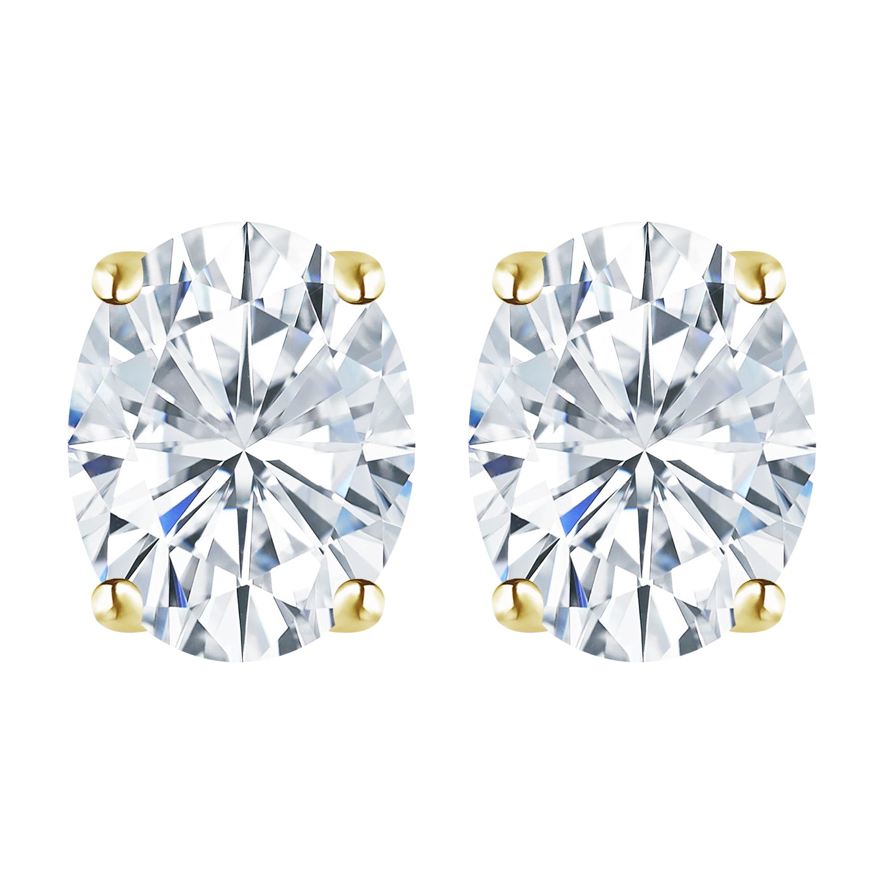 Certified 4 Prong 4 Carat Oval Cut Moissanite Solitaire Stud Earrings In 18K Rose Gold Plating Over Silver