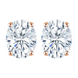 Certified 4 Prong 4 Carat Oval Cut Moissanite Solitaire Stud Earrings In 18K Rose Gold Plating Over Silver