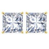 Certified 4 Carat Princess Cut Moissanite 4 Prong Solitaire Stud Earrings In 18K Rose Gold Plating Over Silver