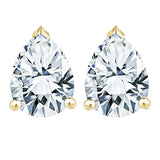 Certified 4 Carat Pear Cut Moissanite Minimalist Solitaire Stud Earrings In 18K Rose Gold Plating Over Silver