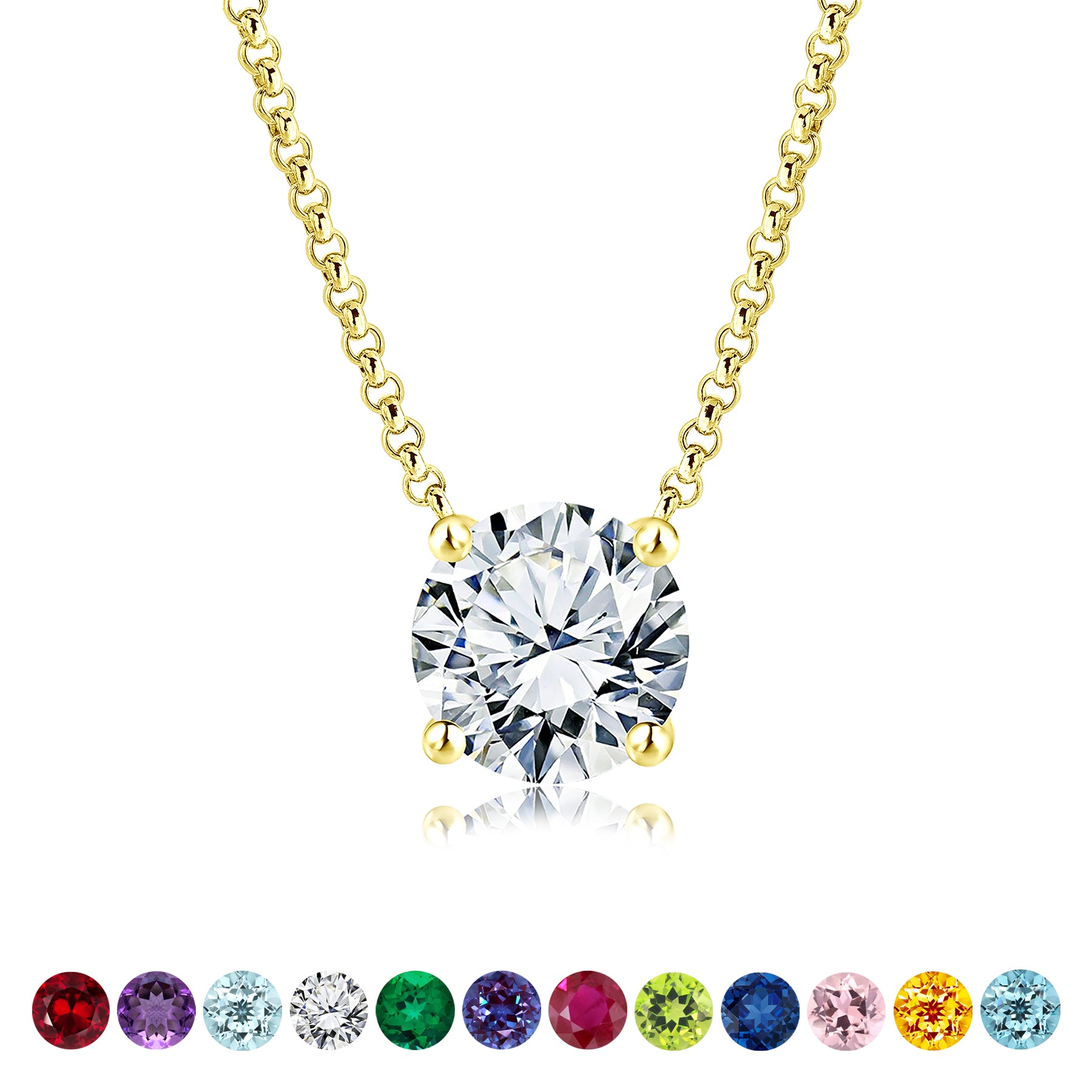 1 Carat Round Cut Real Moissanite Solitaire Pendant Necklace in 18k White Gold Over Silver