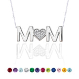 MOM Moissanite Pendant Necklace in 18K White Gold over Silver