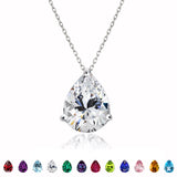 Elegant 1.5 TCW Pear Shaped - Cubic Zirconia - April Prongs Solitaire Slider Pendant Necklace in 18K White Gold over Silver