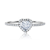 1 Carat Heart shape - Cubic Zirconia - April Birthstone Wedding Ring in 18k White Gold Over Silver