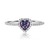 1 Carat Heart shape - Alexandrite - June Birthstone Wedding Ring in 18k White Gold Over Silver