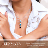 3.25 Carat Cubic Zirconia April Birthstone - Round and Pear Cut Dangle Pendant Necklace in 18k White Gold Plated for Women