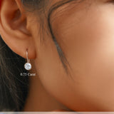 Lab Diamond Bezel Set Leverback Drop Earrings