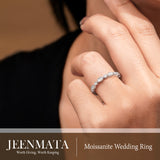 Moissanite Eternity Band for Women, Vintage Milgrain Stackable Wedding Ring, Round Cut Bridal Anniversary Band in 18K Gold Plated