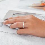 Lab Grown Diamond Round Prong Set Vintage Anniversary Ring in 18K White Gold Plated for Women