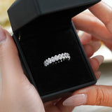 6.75 Carat Oval Cut Moissanite Eternity Anniversary Ring - Classic Prong Style Wedding Ring in White Gold Plating for Women