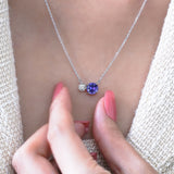 Birthstone Pendant Two Stones Necklace