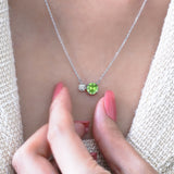 Birthstone Pendant Two Stones Necklace