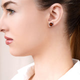 3.5 Carat Round Cut Birthstone Halo Milgrain Stud Earrings