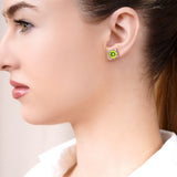 3.5 Carat Round Cut Birthstone Halo Milgrain Stud Earrings