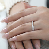 5.25 Carat Cushion Cut Cubic Zirconia Eternity Anniversary Ring - Classic Prong Style Wedding Ring in White Gold Plating for Women