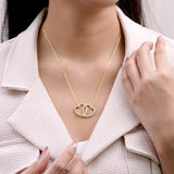 Lab Grown Diamond Interlocking Heart Shape Pendant Necklace