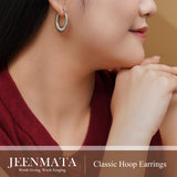White Gold Plated Classic Hoop Earrings for Women, Lightweight Stainless Steel Earrings, Birthday Gift for Her