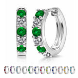 2 Carat Birthstone & Cubic Zirconia Multicolor Hoop Earrings