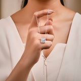 2 Carat Art Deco-Inspired Princess Cut Moissanite Pendant - in 18K White Gold Plating Necklace for Women