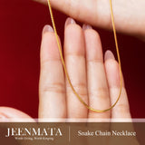 JeenMata 17- & 18-Inches Snake Chain Necklace in Yellow Gold Plating - Fashion Necklace for Everyday Wear