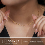 JeenMata 16-18 Inches Twinkle Link Chain Necklace in Yellow Gold Plating - Fashion Necklace for Everyday Wear