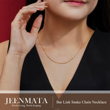 JeenMata 16-18 Inches Bar Link Snake Chain Necklace in Yellow Gold Plating - Fashion Necklace for Everyday Wear