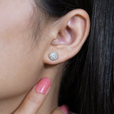 Lab Diamond 1 Carat Round Cut Halo Stud Earrings
