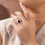 Butterfly 3.5 Ct Oval Cut Blue Sapphire Milgrain Engagement Ring