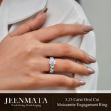 JeenMata 3.25 Carat Oval Cut Moissanite Vintage Style Leaf Vine Engagement Ring in 18K White Gold Plated for Women