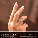 JeenMata 2.5 Carat Oval Cut Moissanite - Multi-Stone Engagement Ring in 18K White Gold Plating for Women