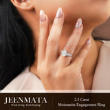 JeenMata 2.5 Carat Pear Cut Moissanite - Multi-Stone Engagement Ring in 18K White Gold Plating for Women